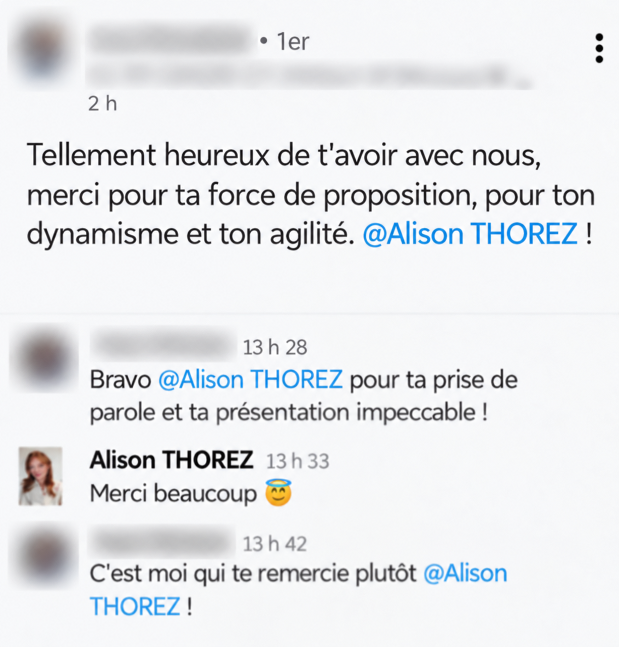 Messages de remerciement : force de proposition, dynamisme, agilité et félicitations pour une prise de parole